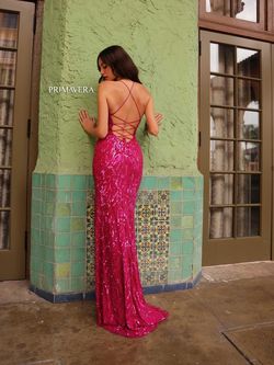 Style 4121 Primavera Hot Pink Size 0 Black Tie Sequined Side slit Dress on Queenly
