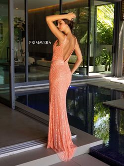 Style 4143 Primavera Orange Size 0 Black Tie Coral Side slit Dress on Queenly