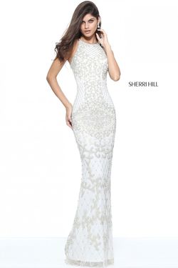 Style 51207 Sherri Hill Nude Size 2 Floor Length Pageant Mermaid Dress on Queenly