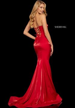 Style 52961 Sherri Hill Red Size 2 Tall Height 52961 Floor Length Black Tie Prom Side slit Dress on Queenly