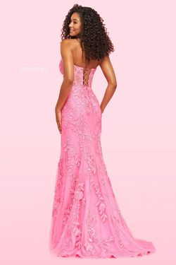 Style 54227 Sherri Hill Red Size 0 Fitted Floral Floor Length Mermaid Dress on Queenly
