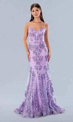 Style 21066 Stella Couture Purple Size 4 Military Corset Floor Length Mermaid Dress on Queenly