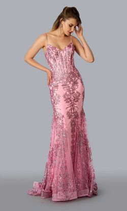 Style 21066 Stella Couture Pink Size 0 Tall Height Floor Length Mermaid Dress on Queenly