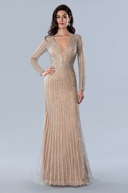 Style 23360 Stella Couture Gold Size 14 Tall Height Pageant Plus Size 23360 Mermaid Dress on Queenly