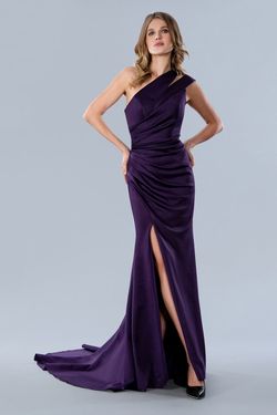 Style 23358 Stella Couture Purple Size 10 23358 Black Tie Side slit Dress on Queenly