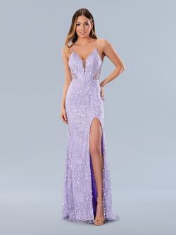 Style 24185 Stella Couture Purple Size 4 Lavender Side slit Dress on Queenly