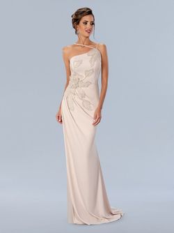 Style 24324 Stella Couture Gold Size 12 Floor Length 24324 Plus Size Side slit Dress on Queenly