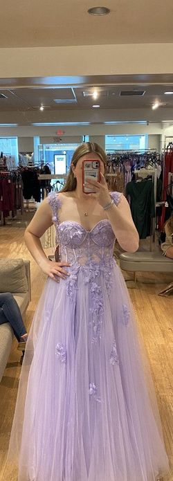 Style L2763B Coya Purple Size 16 Prom L2763b Plunge Corset Straight Dress on Queenly