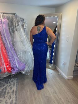 Primavera Blue Size 16 Prom Plus Size A-line Dress on Queenly