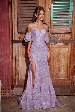 Style PS23080 Portia and Scarlett Size 12 Prom Purple Side Slit