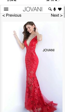 Style 60283 Jovani Red Size 4 60283 Prom Mermaid Dress on Queenly