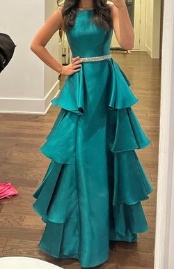 Jovani Green Size 0 Black Tie Pageant Appearance Overskirt Prom Straight Dress on Queenly