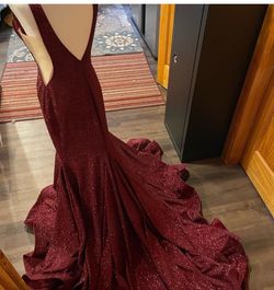 Jovani Red Size 6 50 Off Train Jersey Pageant Mermaid Dress on Queenly
