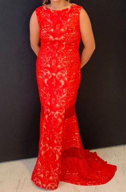 Rachel Allan Red Size 14 Plus Size Floor Length Mermaid Dress on Queenly