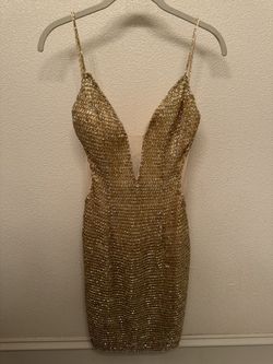 Primavera Gold Size 6 Pageant Cocktail Dress on Queenly