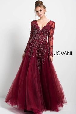 Style 51587 Jovani Red Size 10 Sleeves Tulle A-line Dress on Queenly