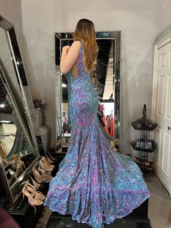 Jovani Multicolor Size 0 Jersey Pageant Floor Length Mermaid Dress on Queenly