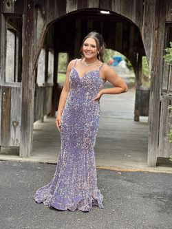 Sherri Hill Purple Size 4 Prom Floor Length Plunge Mermaid Dress on Queenly