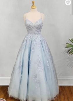 Style SM0307891843 Stacees Blue Size 10 Floor Length Ball gown on Queenly
