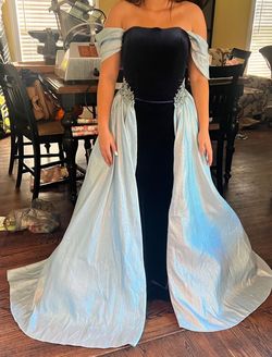 Johnathan Kayne Light Blue Size 6 Strapless 50 Off Navy Train Dress on Queenly
