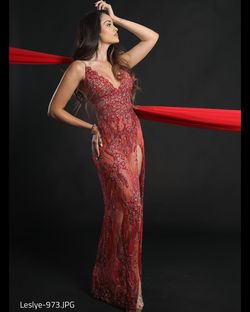 Red Size 4 Side slit Dress on Queenly