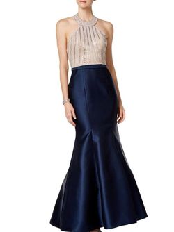 Style 22177 La Femme Blue Size 6 Pageant Wedding Guest 22177 Navy Floor Length Mermaid Dress on Queenly