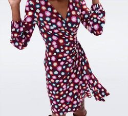 Style 1-1202001062-2168 Diane von Furstenberg Multicolor Size 8 Tall Height V Neck Long Sleeve Cocktail Dress on Queenly