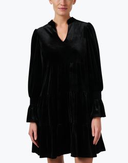 Style 1-1218460175-2901 JUDE CONNALLY Black Size 8 Polyester Sleeves V Neck Velvet Cocktail Dress on Queenly