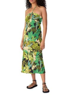 Style 1-2438904084-2901 Sanctuary Green Size 8 Print Cape Spaghetti Strap Resort Cocktail Dress on Queenly