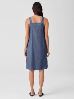 Style 1-3662301497-3855 Eileen Fisher Blue Size 0 Pockets Tall Height Free Shipping Cocktail Dress on Queenly