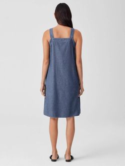 Style 1-3662301497-3973 Eileen Fisher Blue Size 0 Square Neck Cocktail Dress on Queenly