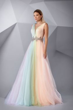Style M20233 Modessa Couture Multicolor Size 6 Floor Length Ball gown on Queenly