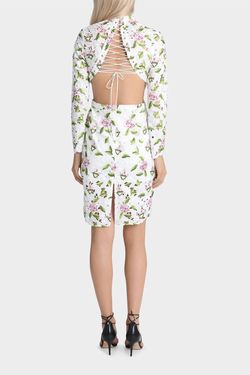 Style 1-627906226-2901 ASILIO White Size 8 Floral Bridal Shower Bodycon Mini Cocktail Dress on Queenly