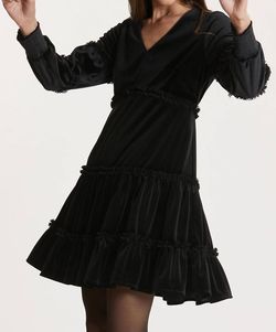 Style 1-797201448-98 Tyler Boe Black Size 10 V Neck Polyester Long Sleeve Velvet Mini Cocktail Dress on Queenly