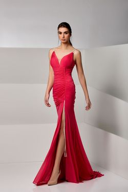 Style M20257 Modessa Couture Hot Pink Size 14 Barbiecore Plus Size Side slit Dress on Queenly