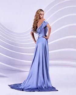 Style M20303 Modessa Couture Blue Size 16 Tall Height Side slit Dress on Queenly