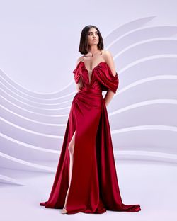 Style M20303 Modessa Couture Red Size 12 Floor Length Tall Height M20303 Side slit Dress on Queenly