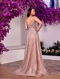 Style M20344 Modessa Couture Gold Size 14 Prom Floor Length Plus Size Pageant Ball gown on Queenly