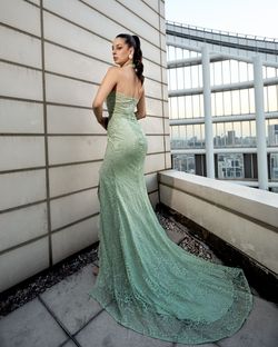 Style M20358 Modessa Couture Light Green Size 10 Floor Length Side slit Dress on Queenly