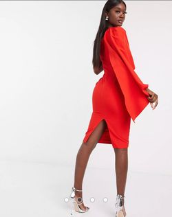 Lavish Alice Red Size 8 Cape One Shoulder Cocktail Dress on Queenly
