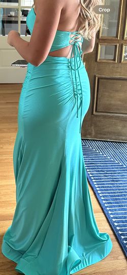 Angelz by Ultimate Green Size 2 Floor Length Free Shipping Teal A-line Dress on Queenly