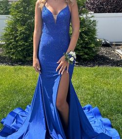 Style 87219 Amarra Blue Size 2 Backless 87219 Prom Side slit Dress on Queenly