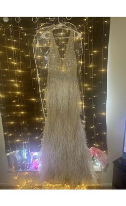 Jovani Nude Size 16 Sleeves Cap Sleeve Floor Length Mermaid Dress on Queenly