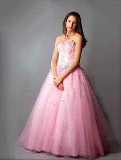 MoriLee Pink Size 0 Spaghetti Strap Tulle Jewelled Floor Length Ball gown on Queenly