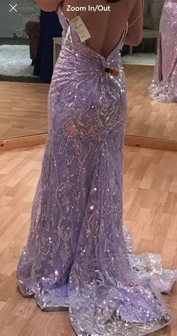 Style 16948 Christina Wu Purple Size 10 Jersey Backless Sweetheart A-line Dress on Queenly