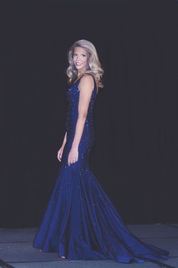 Sherri Hill Blue Size 6 Jersey Tall Height Mermaid Dress on Queenly