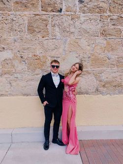 Style 55421 Sherri Hill Pink Size 0 Medium Height Prom Side slit Dress on Queenly