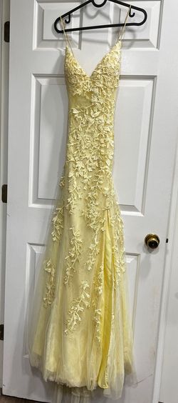 Sherri Hill Yellow Size 6 Jersey Floor Length Black Tie Straight Dress on Queenly