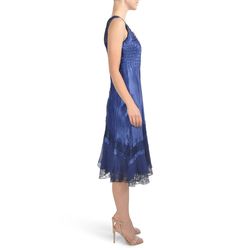 Komarov Blue Size 10 Floor Length V Neck Ombre A-line Dress on Queenly