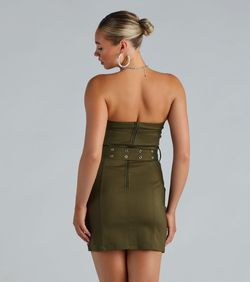 Style 05102-5382 Windsor Green Size 4 Strapless Straight Cocktail Dress on Queenly